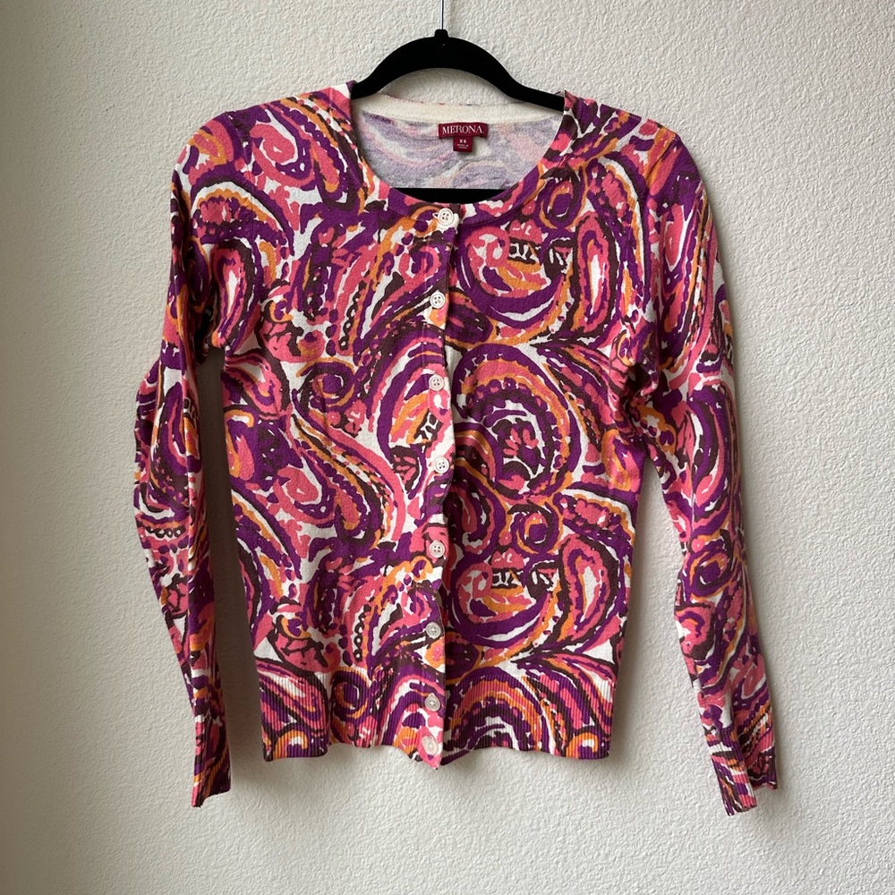 Merona Pink Orange Brown Cardigan - Size XS